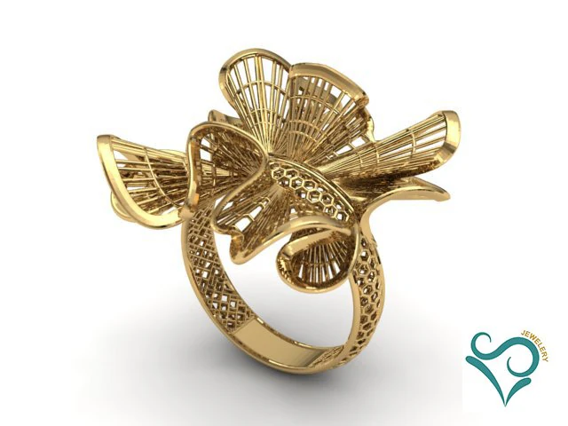 golden flower ring 3d print model 3D Print Model .c4d .max .obj .3ds .fbx .stl .blend