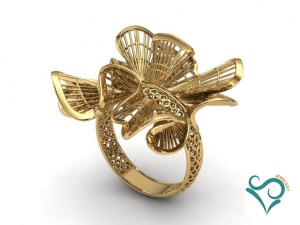 golden flower ring 3d print model Modèles 3D en vedette