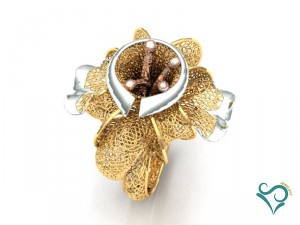 golden flower ring 3d print model 3d print model Modello di stampa 3D