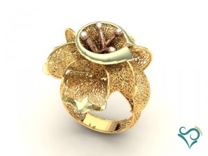 golden flower ring 3d print model 3d print model Modello di stampa 3D