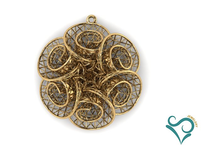 golden flower pendant 3d print model Modèles 3D en vedette .c4d .max .obj .3ds .fbx .stl .blend 