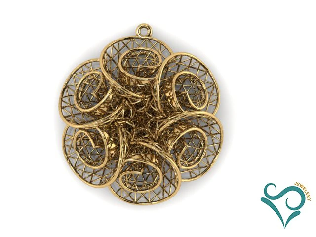 golden flower pendant 3d print model 3D Print Model .c4d .max .obj .3ds .fbx .stl .blend 
