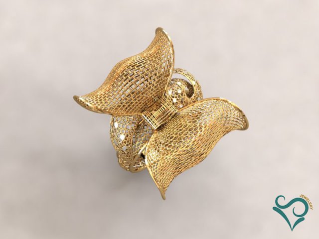 golden flower ring 3d print model Model do druku 3D .c4d .max .obj .3ds .fbx .stl .blend 