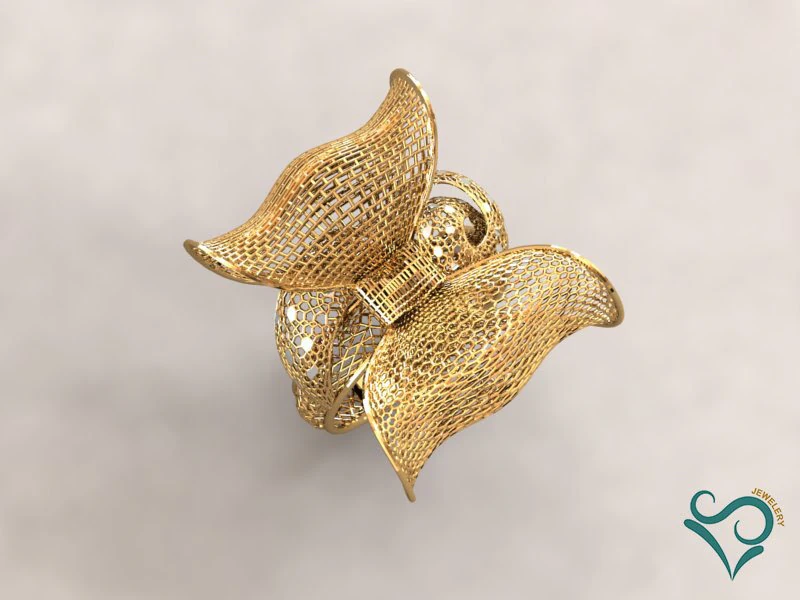 golden flower ring 3d print model 3D Print Model .c4d .max .obj .3ds .fbx .stl .blend 