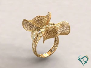 golden flower ring 3d print model 3D Print Model
