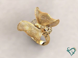 golden flower ring 3d print model 3D Print Model