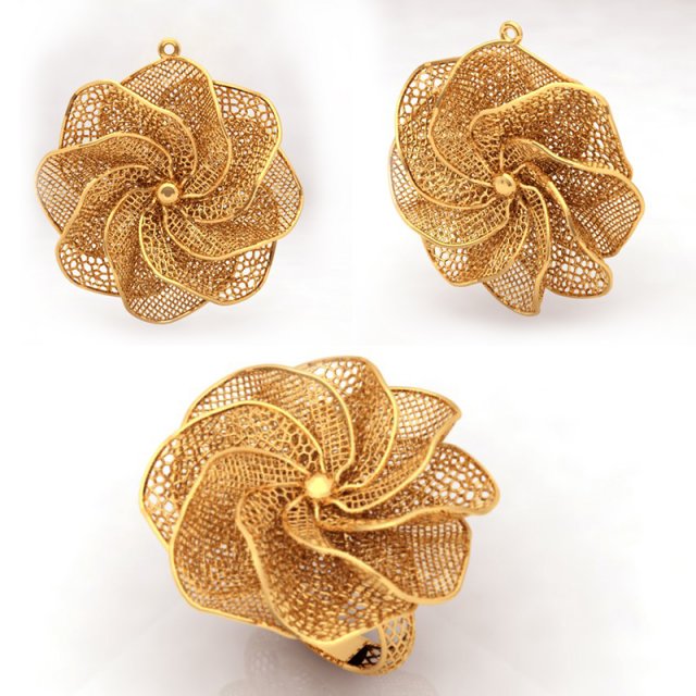gold ring and earing printable model 3d print model 3D 打印模型 .c4d .max .obj .3ds .fbx .stl .blend