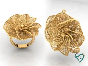 gold ring and earing printable model 3d print model 3D Print Model