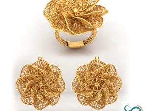 gold ring and earing printable model 3d print model 3D Print Model