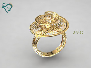 gold ring flower design woman wedding ring 3d print model 3D Print Model