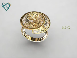gold ring flower design woman wedding ring 3d print model 3D Print Model