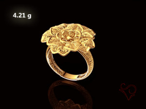 gold ring flower design woman wedding ring 3d print model 3D Print Model