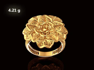 gold ring flower design woman wedding ring 3d print model 3D Print Model