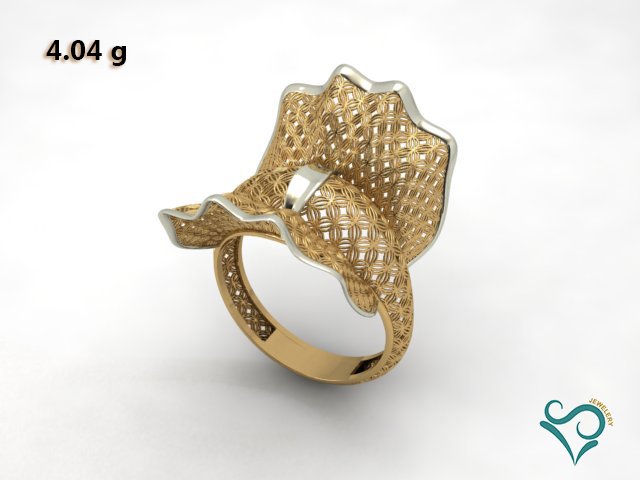 golden flower ring 3d ring 3d print model 3D-Druckmodell .c4d .max .obj .3ds .fbx .stl .blend 
