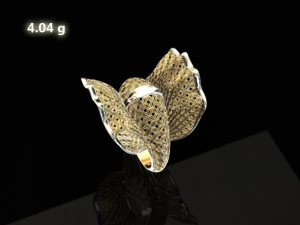 golden flower ring 3d ring 3d print model 3D Print Model