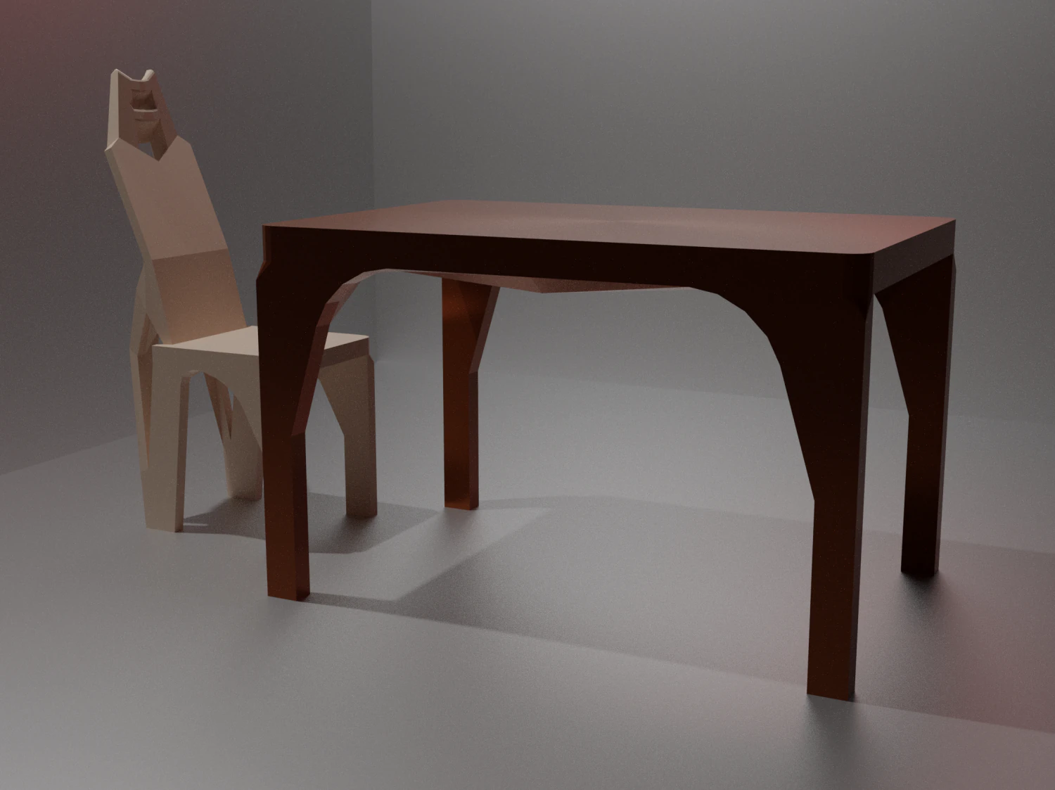 Table and chair 3D Model .c4d .max .obj .3ds .fbx .stl .blend