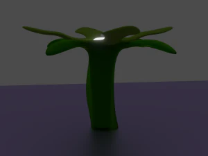 Samambaia antiga de seis folhas com semente brilhante Modelo 3D