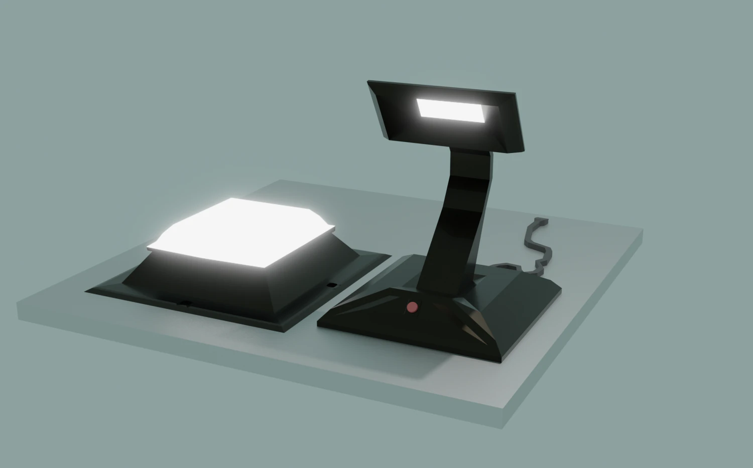 Simple table and well lamps 3D Model .c4d .max .obj .3ds .fbx .stl .blend