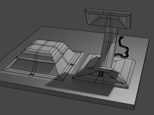 Simple table and well lamps 3D Model