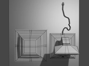 Simple table and well lamps 3D Model