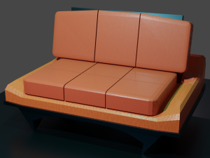 A simple sofa with a metal bottom and back 3D Модель