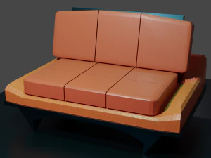 A simple sofa with a metal bottom and back 3D Model