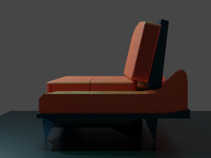 A simple sofa with a metal bottom and back 3D Model