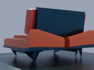 A simple sofa with a metal bottom and back 3D Model