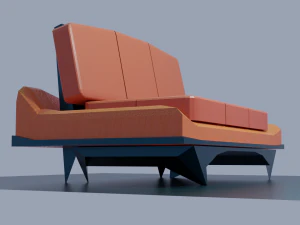 A simple sofa with a metal bottom and back 3D Model