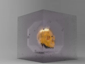 Gold skull in crystal 3D Model