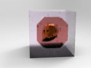 Gold skull in crystal 3D Model