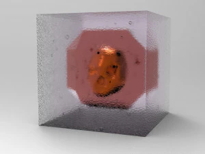 Gold skull in crystal 3D Model