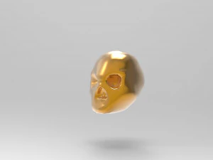 Gold skull in crystal 3D Model
