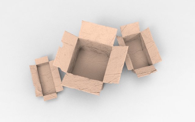 Three cardboard boxes 3D Model .c4d .max .obj .3ds .fbx .stl .blend 
