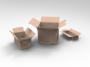 Three cardboard boxes 3D Model