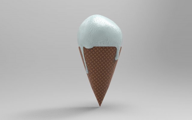 Ice cream with wafel 3D Model .c4d .max .obj .3ds .fbx .stl .blend 