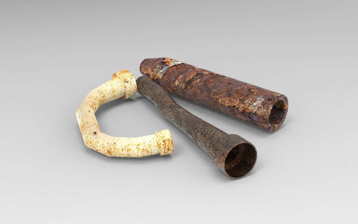 Old rusty pipes 3D Model .c4d .max .obj .3ds .fbx .stl .blend 