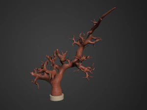 Branchy tree without leaves and with a heart 3D Model