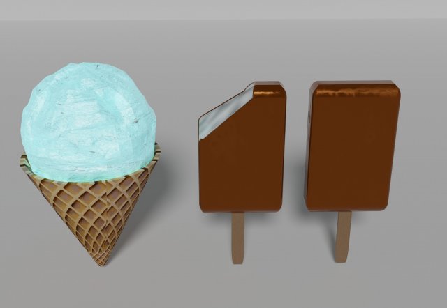 Three types of ice cream 3D मॉडल .c4d .max .obj .3ds .fbx .stl .blend 