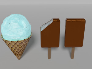 Three types of ice cream 3D Model