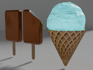 Three types of ice cream 3D मॉडल