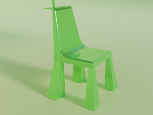 Beach plastic chair with umbrella 3D Модель