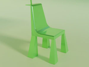 Beach plastic chair with umbrella 3D Model