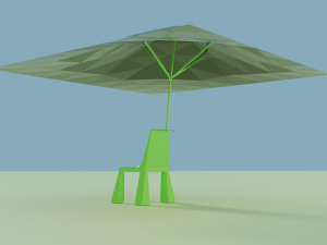 Beach plastic chair with umbrella 3D Модель