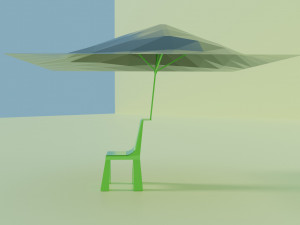Beach plastic chair with umbrella 3D Модель