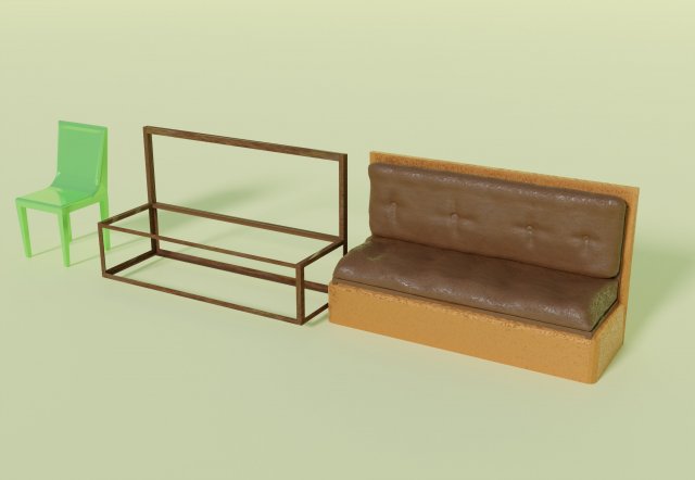 Plastic chair and sofa with rusty frame Modelo 3D .c4d .max .obj .3ds .fbx .stl .blend 