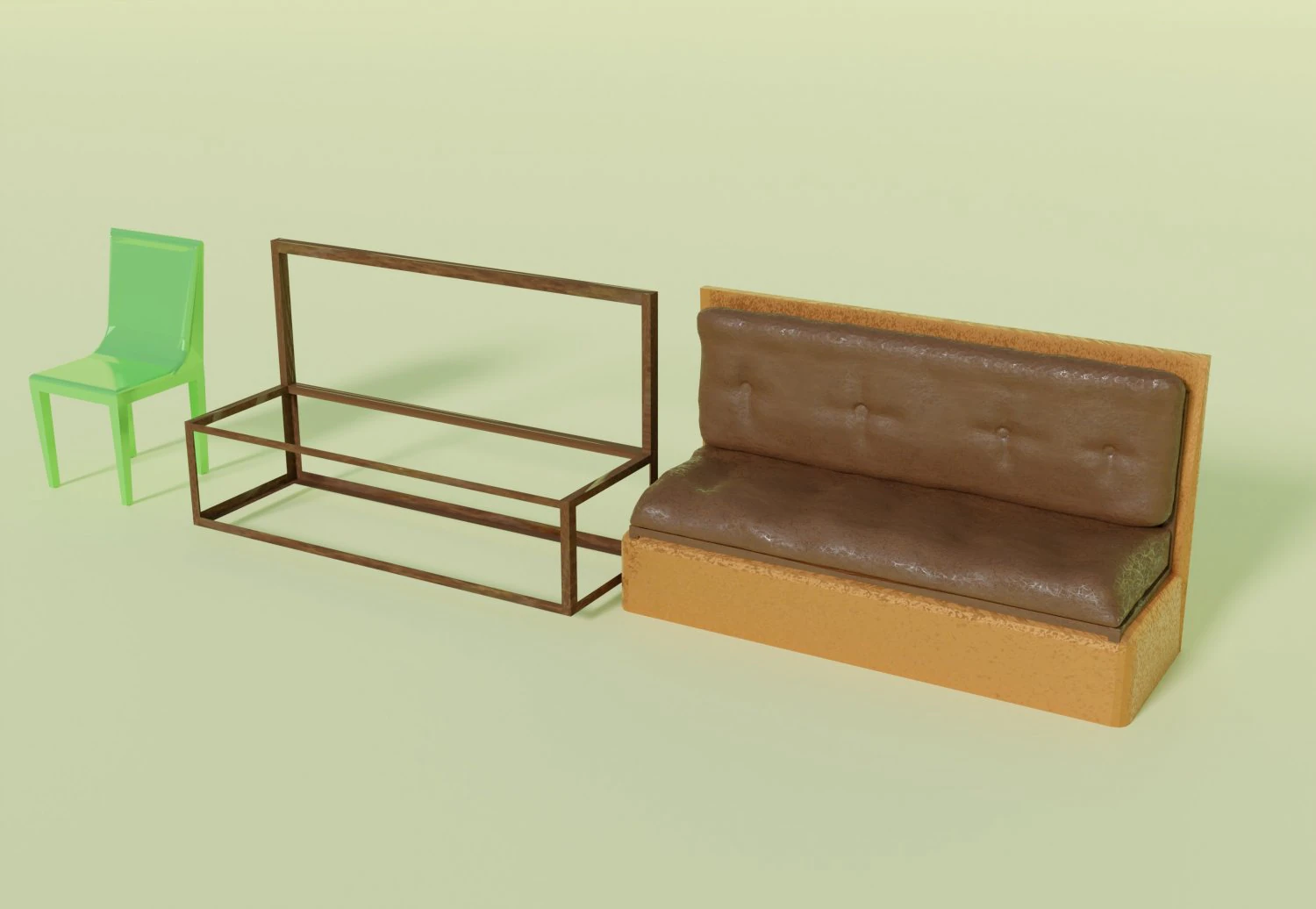 Plastic chair and sofa with rusty frame 3D Model .c4d .max .obj .3ds .fbx .stl .blend