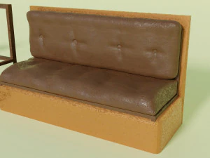 Plastic chair and sofa with rusty frame 3D Model
