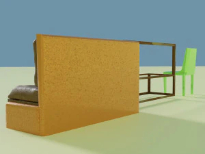 Plastic chair and sofa with rusty frame 3D Model
