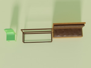 Plastic chair and sofa with rusty frame Modelo 3D